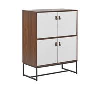 4 Door Sideboard Dark Wood with White NUEVA