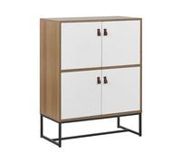 4 Door Sideboard Light Wood with White NUEVA