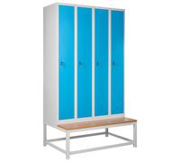 Beliani 4-Door Storage Locker with Bench ATHLETE Metal Grey/ Blue, Grey
