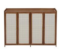 4 Doors Bamboo Shoe Storage Cabinet Entrance Hallway Organiser Sideboard W/ Rattan Doors