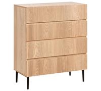 Beliani 4 Drawer Chest BLYTHE Natural Ash Wood, Brown