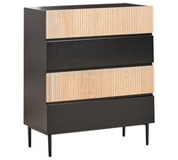 Beliani 4 Drawer Chest BLYTHE Natural Ash Wood Black, Black
