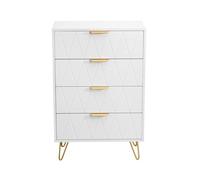 4-Drawer Chest with Gold Metal Legs & Handles, Stylish Storage Cabinet for Living Room, Bedroom, Hallway - Modern Furniture