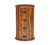 4 Drawer Drum Chest - Sheesham Wood - L45 x W45 x H70 cm - Honey Dark Finish Jaipur Furniture Ltd Brown One Size