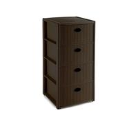 4-Drawer Elegance Rattan Moka Brown Chest Of Drawers Stefanplast