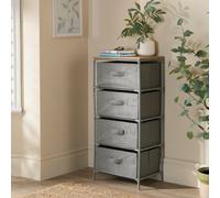 4 Drawer Fabric Organiser With Metal Frame & Wood Effect Shelf H89 X W40 X D30Cm For Home Storage