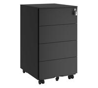 Lockable Mobile File Cabinet with 4 Drawers, Black