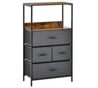 4 Drawer Storage Chest Black MDF Top Metal Frame 103x58x29cm Fabric Drawers Unit