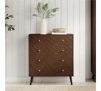 4 Drawer Walnut Chest Birlea Herringford Chevron Parquet