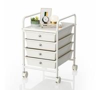 4-Drawers Rolling Storage Cart, 2 Lockable Caster Wheels Utility Cart, Multipurpose Mobile Rolling Small Drawer Crafting Cart for Scrapbook Paper Kids' Room Office School Drawer Organizer