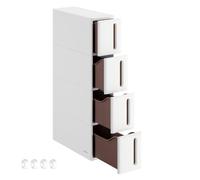 4 Drawers Storage Cart, White + Brown