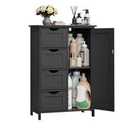 4 Drawers Wooden Cabinet, Ink Black / 4 Drawers(30 x 55 x 82 cm)