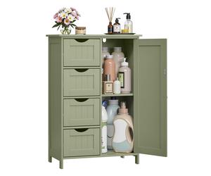 4 Drawers Wooden Cabinet, Laurel Green / 30 x 55 x 82 cm