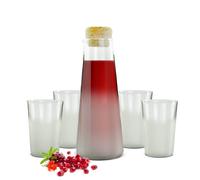 4 Drinking Glasses + Carafe With Cork Lid Water Wine Juice