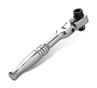 /4" Drive 72-Tooth Ratchet Handle Socket Wrench with Flexible 5° Swing & Reversible Thumb Switch - 115mm For Stubby Design for Tight Spaces,(Round Handle)
