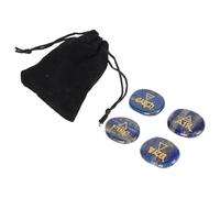 4 Elements Engraved Triangular Symbols Earth Air Fire Water Polished Rune Stones for Reiki Healing Meditation (Lapis Lazuli)