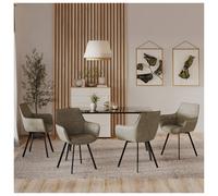 (4, Elephant) Tuscany Faux Leather Tub Dining Chairs Grid Stitching with Metal Legs Living Room