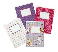 4 exercise books for children DIN A5 | lined and squared 32 pages - unicorn design - for primary school enrolment - set number 2-16 sheets