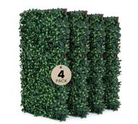 4 Expanding Trellis With Artificial Leaves 35x71 In (90x180 cm) - Garden Privacy Screen & Outdoor Decor, Ficus Leaf Artificial Hedge Screening Panel for Balcony, Terrace, and Wall