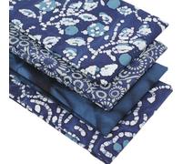 4 Fat Quarters Batik Bundle - Deep Ocean Batik Fabrics in Deep Blue with Striking White Highlights. Ideal for Quilting, Patchwork & Crafting. 100% Cotton (Free Patchwork Pattern by Overdale Fabrics)