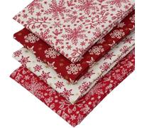 4 Fat Quarters Bundle - Christmas Heirloom - Xmas Fabrics in Natural Cream, Deep Red & Gold. 100% Cotton. Ideal for Quilting, Patchwork & Crafting (with Free Patchwork Pattern by Overdale Fabrics)