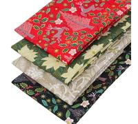 4 Fat Quarters Bundle - ‘Festive Forest’ Christmas Fabrics in Shades of Red, Green & Beige. Ideal for Xmas Quilting, Patchwork & Crafting. 100% Cotton (Free Patchwork Pattern by Overdale Fabrics)