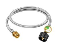 4 Feet Propane Adapter Hose 1 lb to 20 lb Converter with Gauge for QCC1 Tank Connects 1 LB Portable Appliance to 20 lb Propane Tank for Weber Q Grill/Coleman Stove/Blackstone Griddle/Buddy Heater