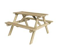 4 Feet Traditional Outdoor 4 Seater Picnic Table - Wooden - L120 x W120 x H71 cm - Natural Timber Finish