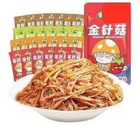 【4 Flavor Fresh Spicy Enoki Mushroom】Spicy Barbecued Enoki Mushrooms,Healthy Vegetables,Side Dishes,Instant Food,Pickles,Mala latiao,Snack Food,Vegan,Delicious Chinese Snack Gift (30 packs)
