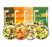4-Flavor fresh vegetable soup, instant freeze-dried mushroom, brewed spinach seaweed tomato soup, breakfast substitute food, healthy and nutritious dried wild vegetable, fast foood (4 packs)