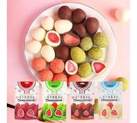 【4 Flavors freeze-dried fruit chocolate】Fruit snacks,Strawberry matcha Snack gift,dried fruits,Breakfast Foods,Sweet candy,Healthy Chinese dim sum,Fruit & Chewy (Strawberry flavor,4bags)