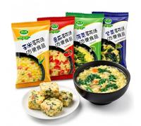 4 Flavors Instant Vegetable Soup Mix: Spinach, Tomato, Corn, Seaweed Egg Drop - 40 Packets, Freeze-Dried, Quick Prep