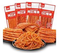 4 flavors mixed with spicy strips 92g/bag,Mala Latiao,Spicy big gluten,Handmade spicy strip,delicious Instant classic hot&spicy flavor snack,Sweet Spicy Flavor Chinese Snacks (Mixed taste,2bags)
