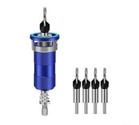 4-Flute Adjustable Depth Countersink Drill Bit Kit With Semi-Automatic Depth Control 5-25mm, Stop Collar For Precision Woodworking Projects(Blue)