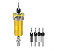 4-Flute Adjustable Depth Countersink Drill Bit Kit With Semi-Automatic Depth Control 5-25mm, Stop Collar For Precision Woodworking Projects(Yellow)