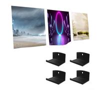 4 for Pack Acrylic Record Shelf Mounts, Sturdy Wall Rack Holder for LP Vinyl Display, Transparent Black White, Home Decor Music Studio Organization(Black)
