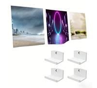 4 for Pack Acrylic Record Shelf Mounts, Sturdy Wall Rack Holder for LP Vinyl Display, Transparent Black White, Home Decor Music Studio Organization(White)
