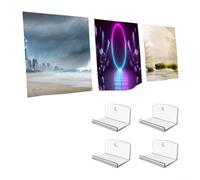 4 for Pack Acrylic Record Shelf Mounts, Sturdy Wall Rack Holder for LP Vinyl Display, Transparent Black White, Home Decor Music Studio Organization(Transparent)