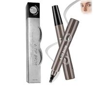 4-Fork Eyebrow Pen, Waterproof Long Lasting Brow Pencil for Natural Hair Strokes, Smudge-Proof Eyebrow Marker for Shaping, Defining and Filling Sparse Brows with Ease (Gray brown)