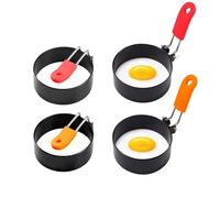 4 Fried Egg Rings for Frying, Egg Rings for Cooking, Non-Stick Egg Rings, 7.5 x 7.5 x 2.1 cm Metal Egg Frying Rings for Breakfast Preparation, Pancake Molds for Perfect Round Shapes Every Time