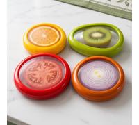 4 Fruit and Vegetable Containers, Silicone Fruit Storage Containers, Reusable Avocado Storage Set for Refrigerator, Tomatoes, Onions, Apples and Lemons