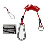 4 Ft Breakaway Trailer Brake Safety Cable with Coil Design, Red, for Towing Trailers