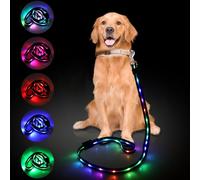4 Ft Led Dog Leash, 12 Lighting Modes Light Up Dog Leash Rechargeable - 4 Ft Lighted Leashs for Night Walking Safety Glow in The Dark, Silicone Leashs for Small Medium Large Dogs
