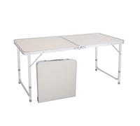 4 FT Lightweight Aluminum Folding Table - Portable, Height Adjustable Camping Picnic Table with Carry Handle for Indoor/Outdoor Dining, Parties, Events (White)