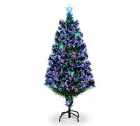 4 FT Pre-Lit Fiber Optic PVC Christmas Tree, Battery Powered Light Up Artificial Tree with Star Topper, Portable Small Holiday Decor for Home Office Shop Hotel