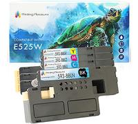 4 (Full Set) Compatible Toner Cartridges for Dell E525w - Black/Cyan/Magenta/Yellow, High Yield