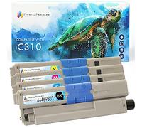 4 (FULL SET) Compatible Toner Cartridges for OKI C310dn C330dn C510dn C530dn C531 C531dn MC351 MC352dn MC361 MC361dn MC362dn MC561 MC561dn MC562dn C511 C511dn - Black/Cyan/Magenta/Yellow, High Yield