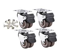 4 Furniture Castors With Brakes, Universal Casters For Replacement Wheels, Two-Wheel Flat Casters, Quiet, Strong, Wear-Resistant, For Furniture Lathe Bookcases And Chairs(1.5in)