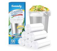 4 Gallon 100pcs Small Clear Trash Bags Strong Clear Garbage Bags, Bathroom Trash Can Bin Liners, Plastic Bags for Office Home Kitchen, Waste Basket Liner, Fit 12-15 Liter, 3-4 Gal（4G100-Clear）