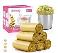4 Gallon 180pcs Small Gold Trash Bags Strong Golden Garbage Bags, Bathroom Trash Can Bin Liners, Gold Plastic Bags for Home Office, Waste Basket Liner, Fit 12-15 Liter, 3,3.5,4,4.5 Gal（Golden 180）